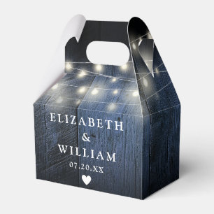 Blue Rustic String Lights Barn Wood Wedding Geschenkschachtel