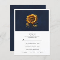 Blue Rustic Sunflower Wedding RSVP
