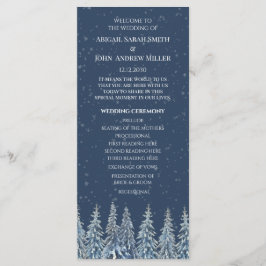 Blue Rustic Winter Forest Wedding Program Programm