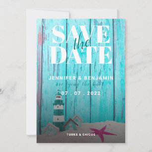 Blue Rustic Wood Beach Hochzeit Save the Date
