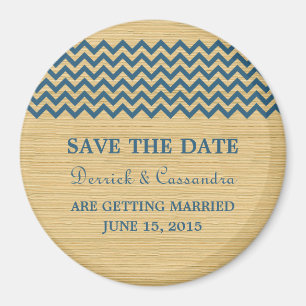 Blue Rustic Zickzack Save the Date Magnet
