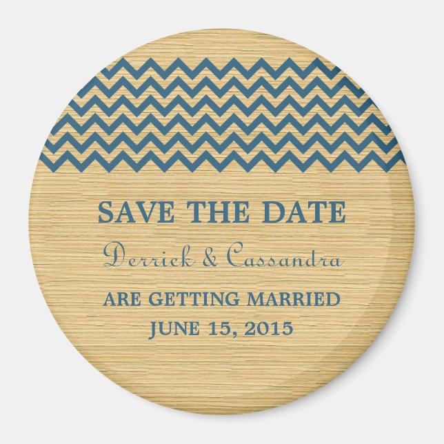 Blue Rustic Zickzack Save the Date Magnet (Vorne)