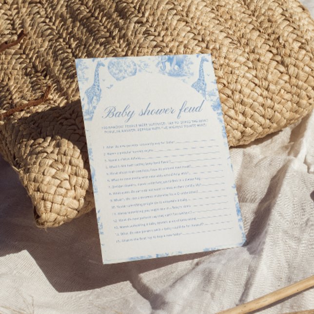 Blue Safari Toile de Jouy Baby Shower Feud Games (Von Creator hochgeladen)