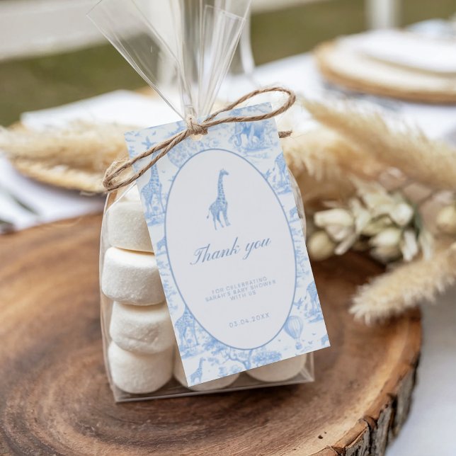 Blue Safari Toile de Jouy Baby Shower  Geschenkanhänger (Von Creator hochgeladen)