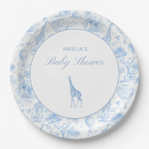 Blue Safari Toile De Jouy Jungen-Baby-Party Pappteller