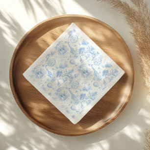 Blue Safari Toile De Jouy Jungen-Baby-Party Serviette