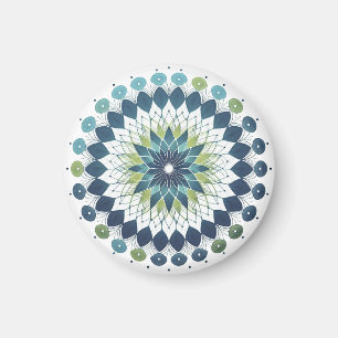 Blue & Sage Medallion - Abstraktes Magnet