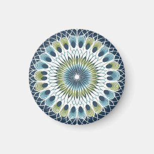 Blue & Sage Medallion - Abstraktes Magnet
