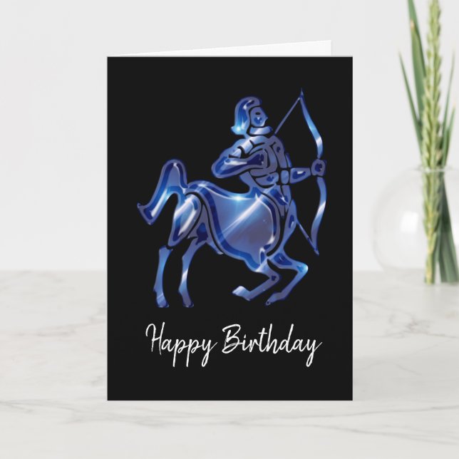 Blue Sagittarius Sign Birthday Card Karte (Vorderseite)