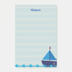 Blue Sail Boat Post it Notes Stationery Post-it Klebezettel