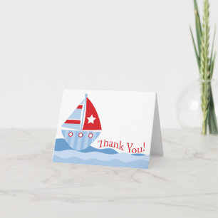 Blue Sailboat Baby Dusche Danke Note Card