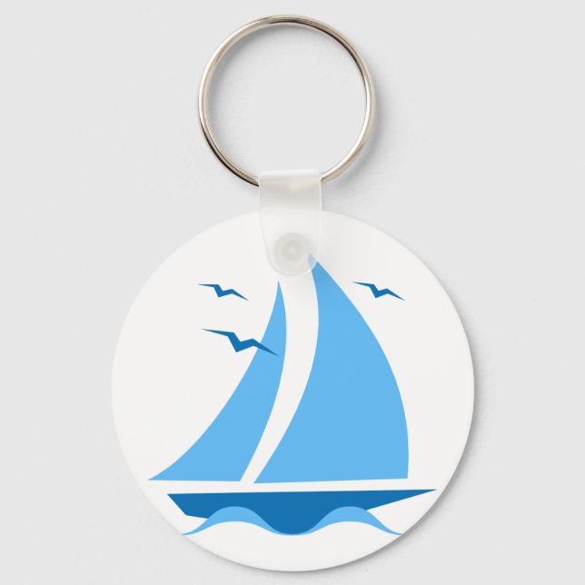 Blue Sailboat Schlüsselanhänger (Vorderseite)