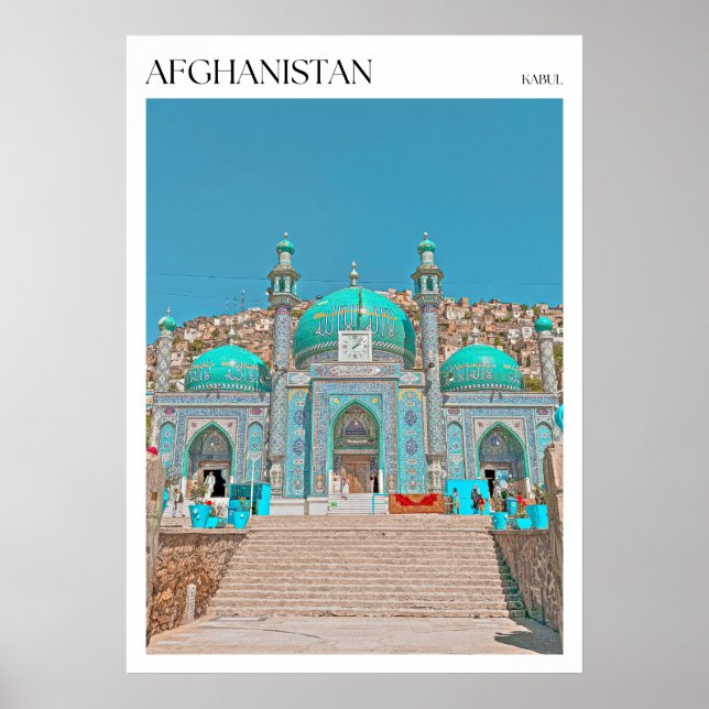 Blue Sakhi Shrine Moschee in Kabul Afghanistan Poster (Vorne)