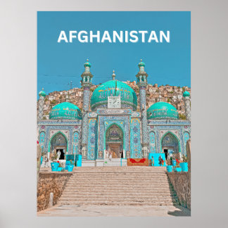 Blue Sakhi Shrine Moschee in Kabul Afghanistan Poster