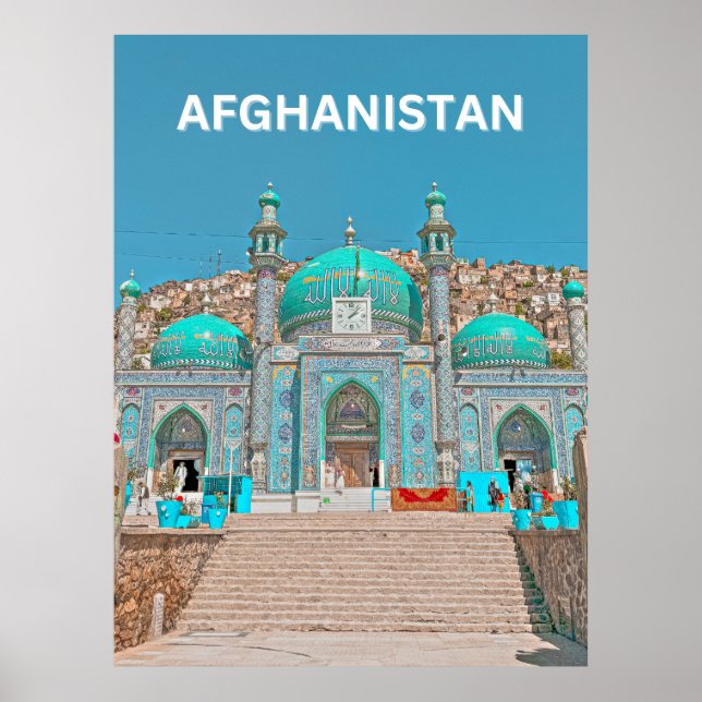 Blue Sakhi Shrine Moschee in Kabul Afghanistan Poster (Vorne)