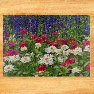 Blue Salvia und Zinnia Garden Floral Schneidebrett
