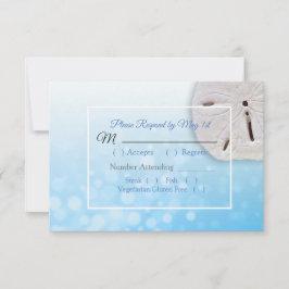Blue Sand Dollar Oceanic Wedding RSVP Karte
