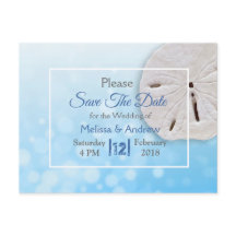 Blue Sand Dollar Themed Wedding Save the Date
