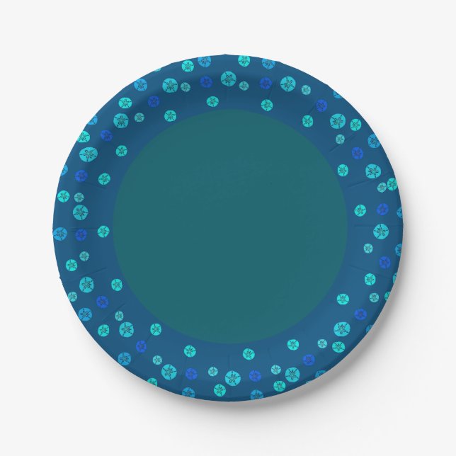 Blue Sand Dollars Pappteller (Vorderseite)