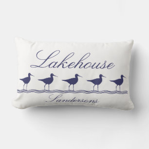 Blue Sandpiper Bird Lakehouse Lendenkissen