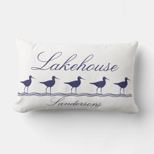 Blue Sandpiper Bird Lakehouse Lendenkissen (Vorderseite)