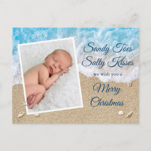 Blue Sandy Toes Salty Kisses Frohe Weihnachten Postkarte