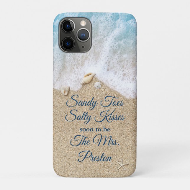 Blue Sandy Toes Salty Kisses Wedding Case-Mate iPhone Hülle (Rückseite)
