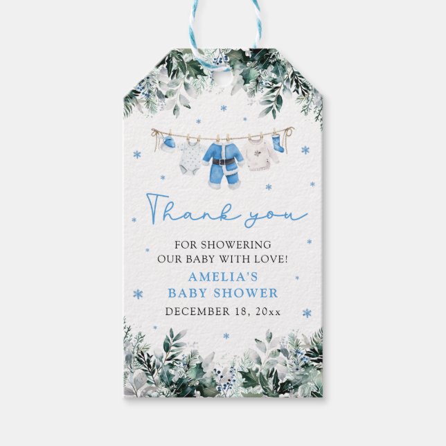 Blue Santa Baby Weihnachtskleidung Kinderdusche Geschenkanhänger (Vorderseite)