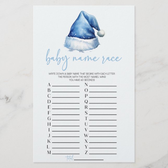 Blue Santa Christmas Name Race Baby Showspiel Briefpapier (Vorderseite)
