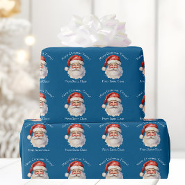 Blue Santa Claus Personalisiert Kids Weihnachten Geschenkpapier