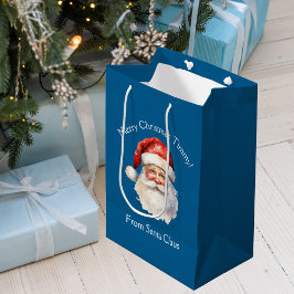 Blue Santa Claus Personalisiert Kids Weihnachten Mittlere Geschenktüte