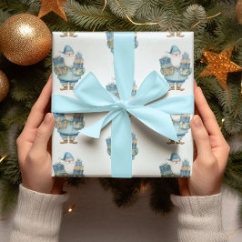 Blue Santa Claus Weihnachtswrapping Paper Geschenkpapier