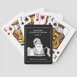 Blue Santa Gnome mit Strumpf und Geschenk Spielkarten