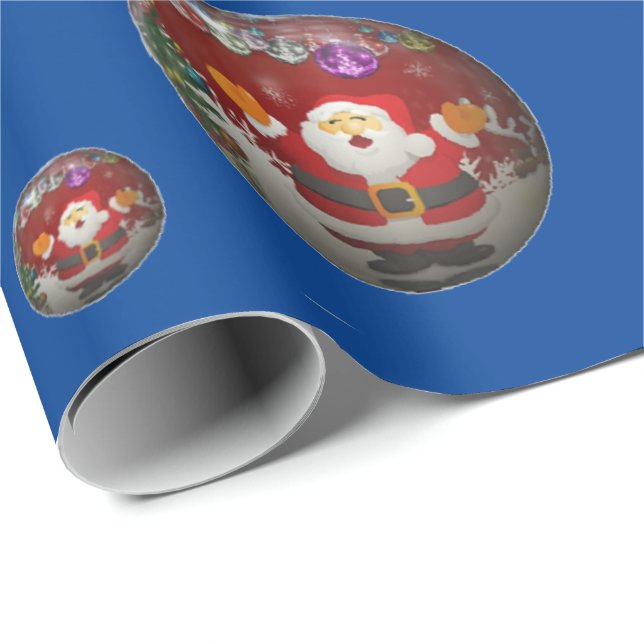 Blue Santa Wrapping Paper Geschenkpapier (Rolleneckpunkt)