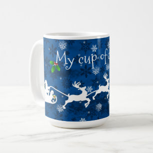 Blue Santa's Sleigh and Rentier Coffee Tasse