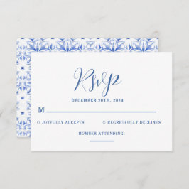 Blue Santorini Griechenland Hochzeit in Urlaubsort RSVP Karte