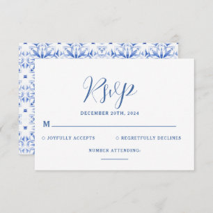 Blue Santorini Griechenland Hochzeit in Urlaubsort RSVP Karte