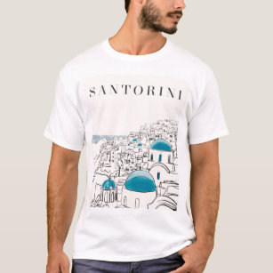 Blue Santorini Griechenland T-Shirt