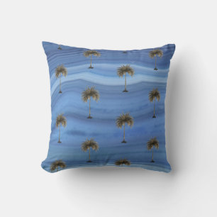 Blue Saphire Elegante Tropical Palm Tree Kissen