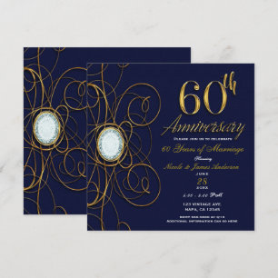 Blue Sapphire & Gold Diamond 60 60 Jahre Einladung