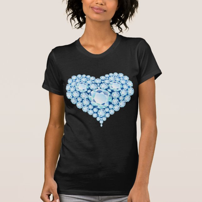 Blue Sapphire Heart Gems T-Shirt (Vorderseite)