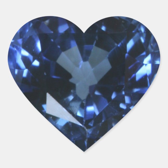 Blue Sapphire Heart Herz-Aufkleber (Vorderseite)