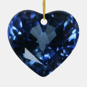 Blue Sapphire Heart Keramikornament