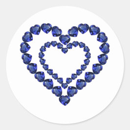 Blue Sapphire Heart Runder Aufkleber