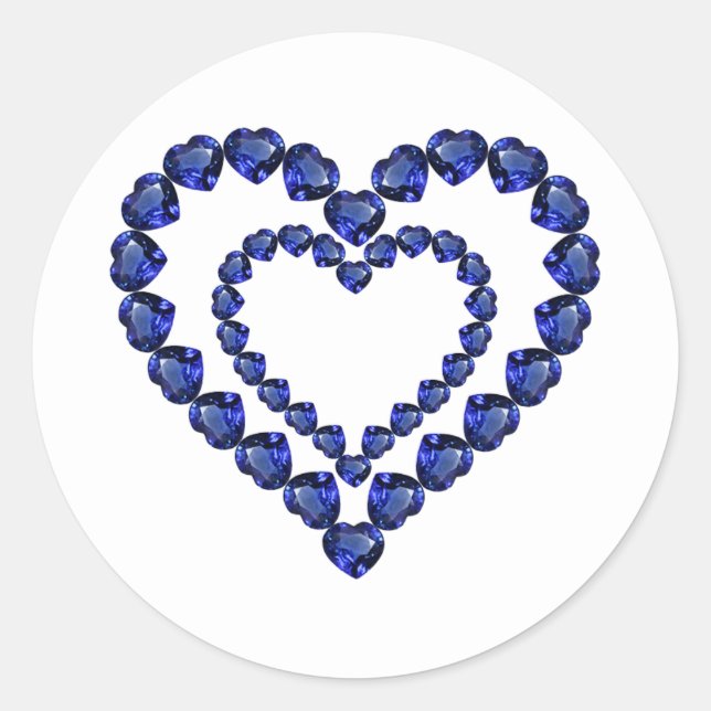 Blue Sapphire Heart Runder Aufkleber (Vorderseite)
