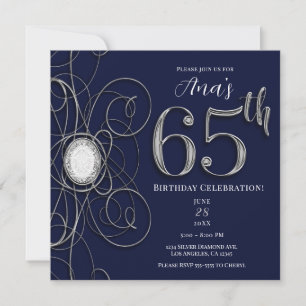 Blue Sapphire & Silver Diamond 65 65. Geburtstag Einladung