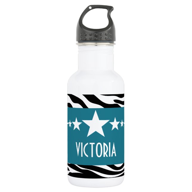 Blue Sassy Star Zebra Edelstahlflasche (Vorderseite)
