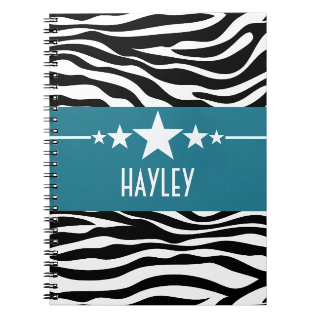 Blue Sassy Star Zebra Notebook Notizblock (Vorderseite)
