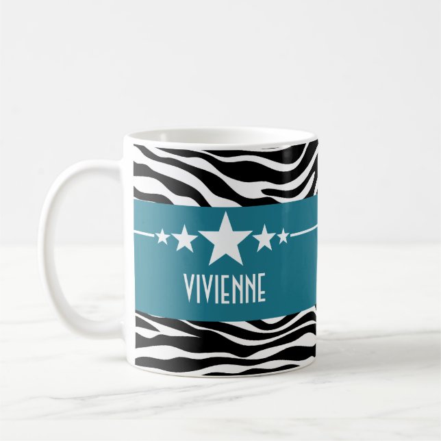 Blue Sassy Star Zebra Tasse (Links)