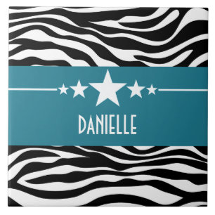 Blue Sassy Star Zebra Tile Fliese